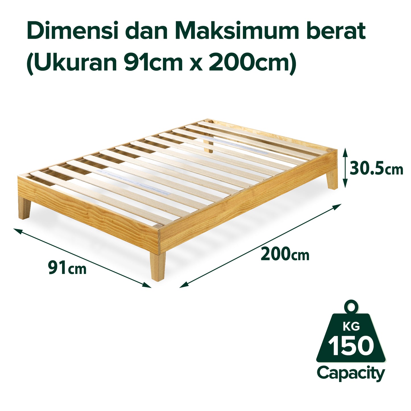 Tempat Tidur Dipan Kayu Zinus Bella