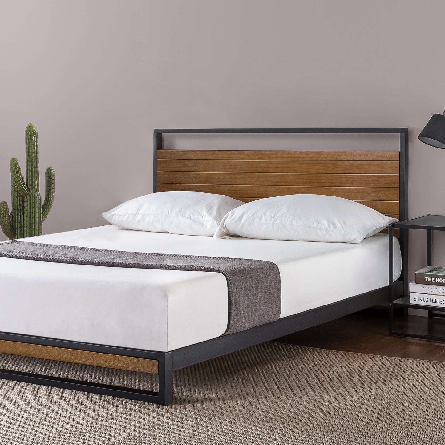Tempat Tidur Dipan Zinus Suzanne Sandaran Kayu Bambu